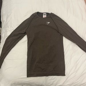 Brown Gymshark Vital Seamless Long Sleeve Workout Top